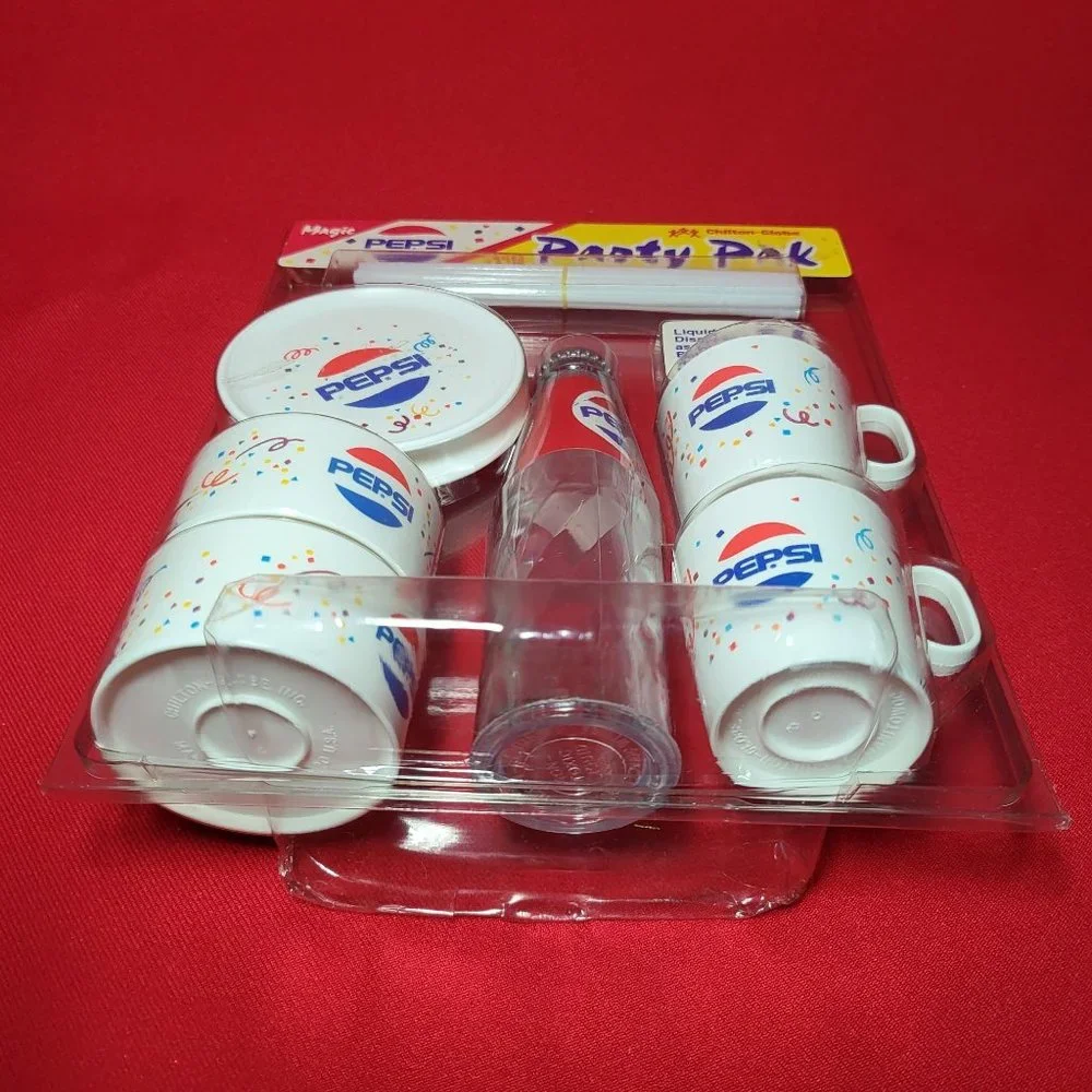 Vintage Chilton Toys Magic PEPSI Party Pack Bottle Cups Bowls Straws Plates NIP